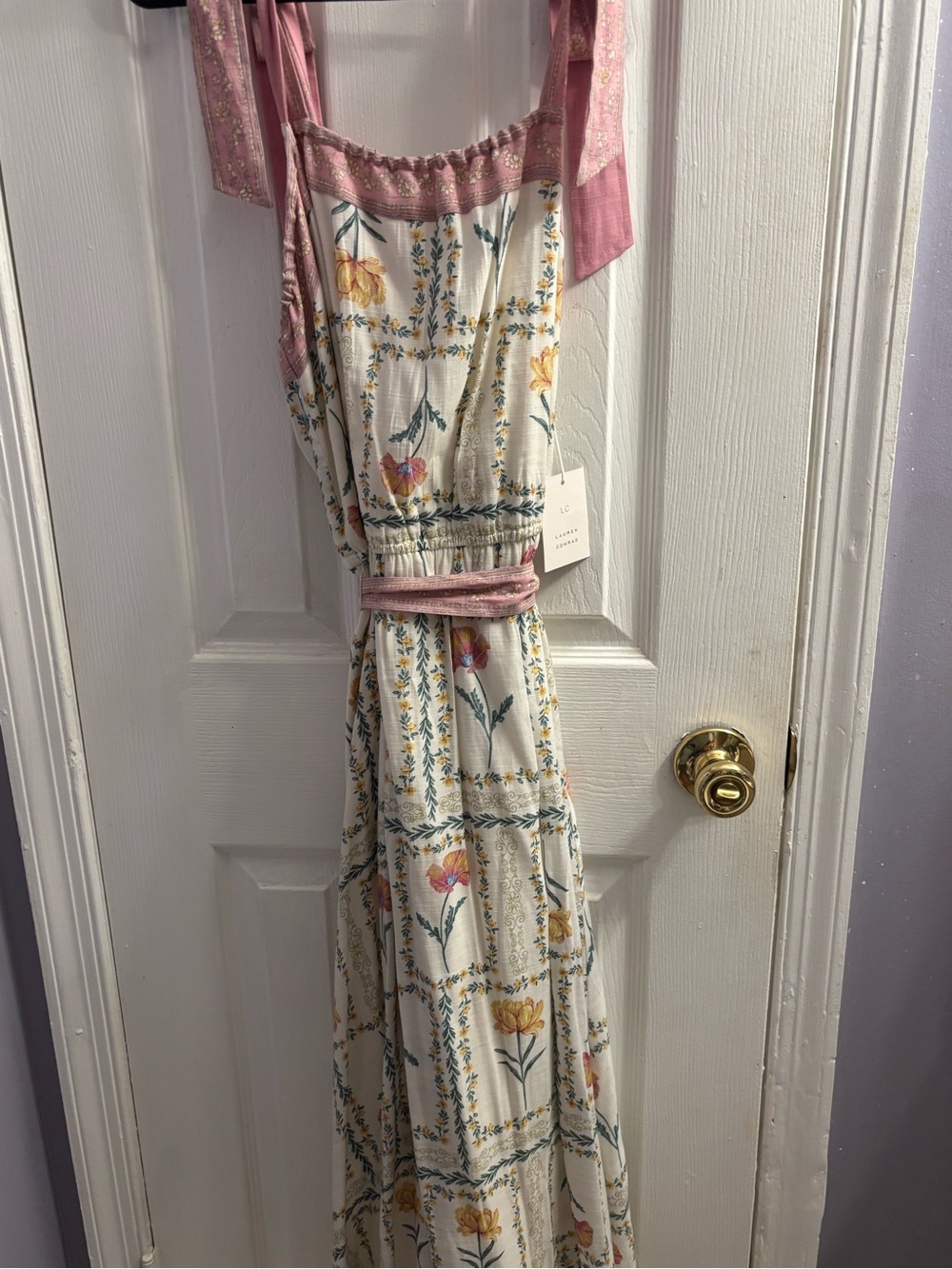 LC Lauren Conrad Cream Floral Maxi Dress